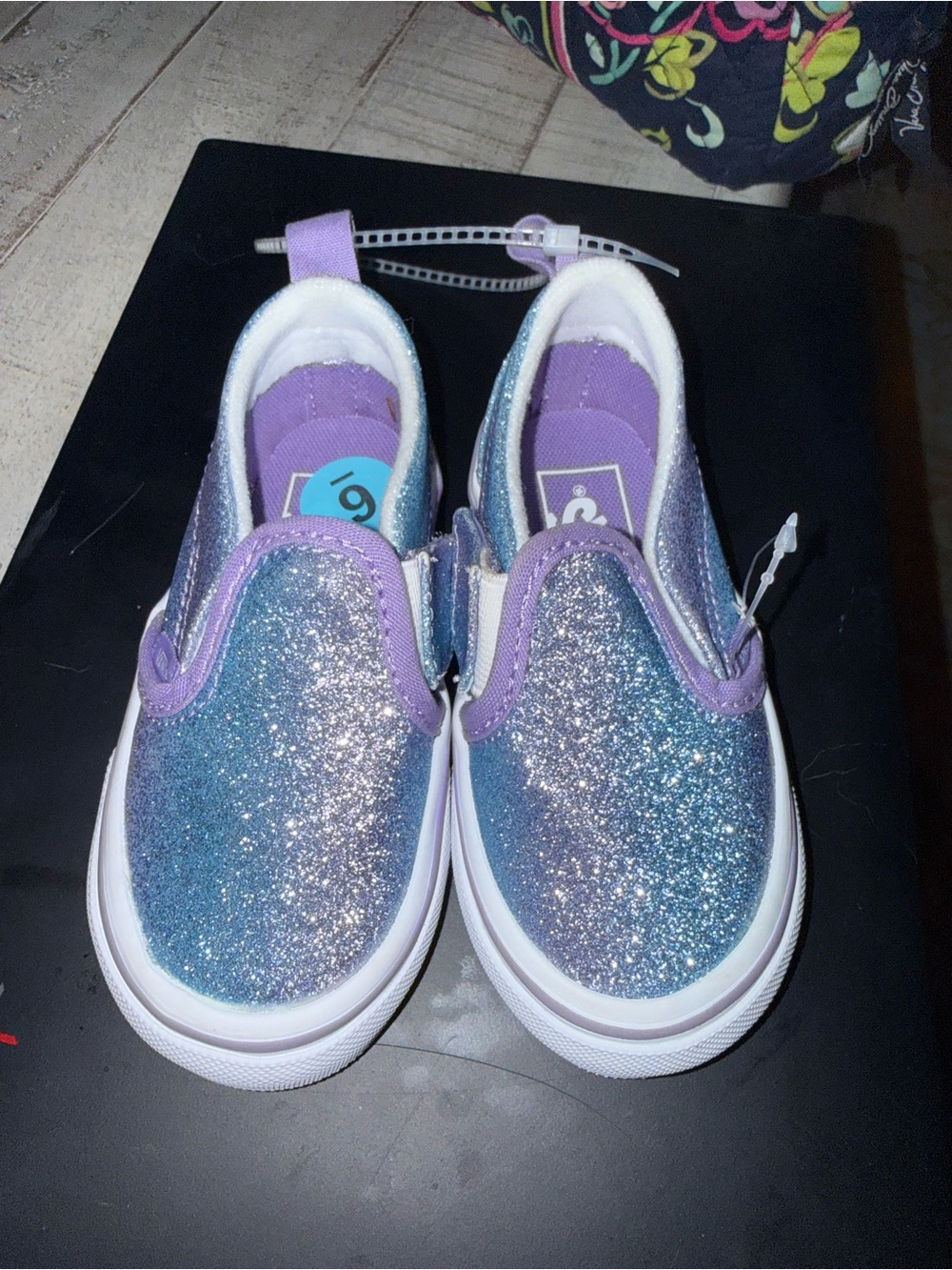 Vans Kids Glitter Slip-On Sneakers - Blue and Purple